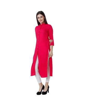 magenta plain rayon kurti 3