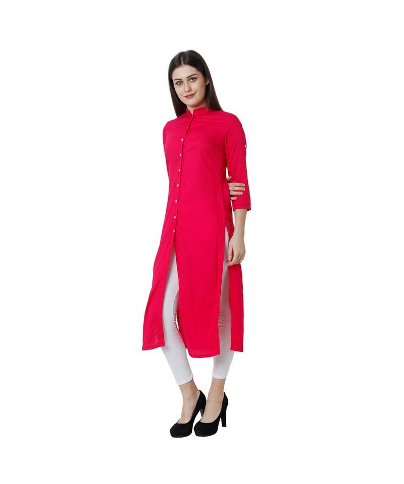 magenta plain rayon kurti