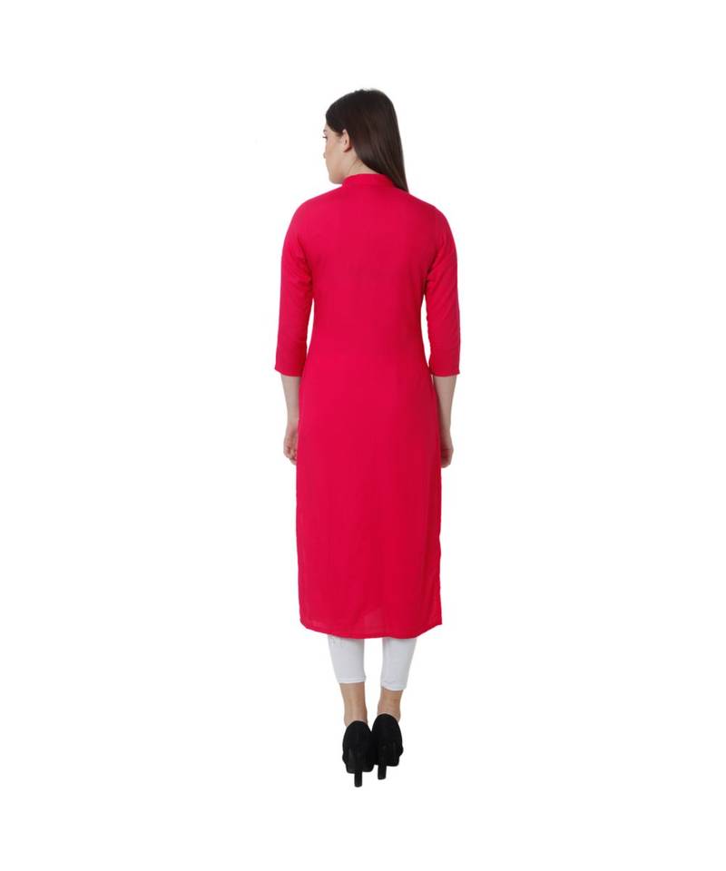 magenta plain rayon kurti