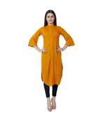 yellow plain rayon kurti