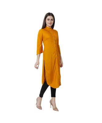 yellow plain rayon kurti 2