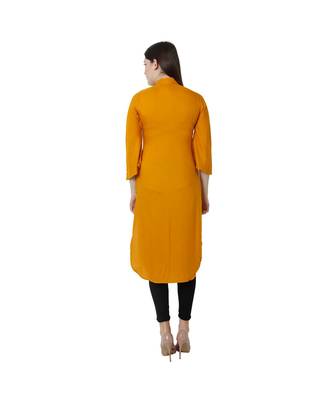 yellow plain rayon kurti 4