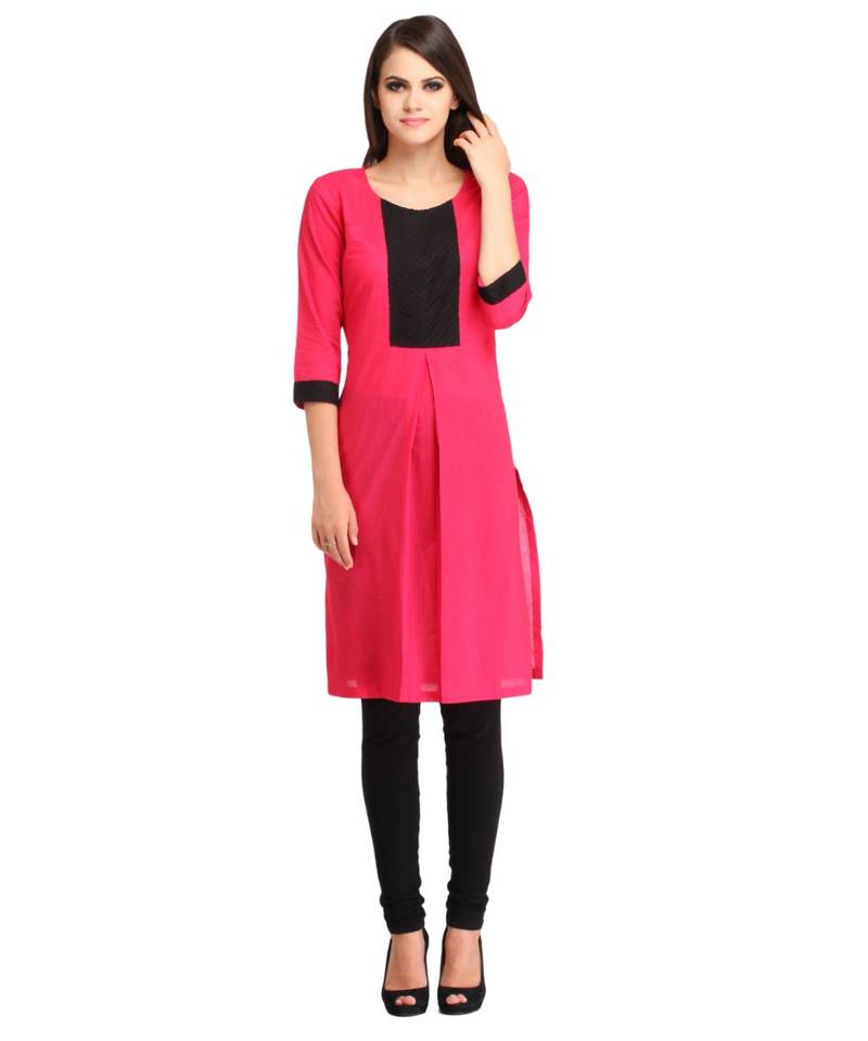magenta plain rayon kurti
