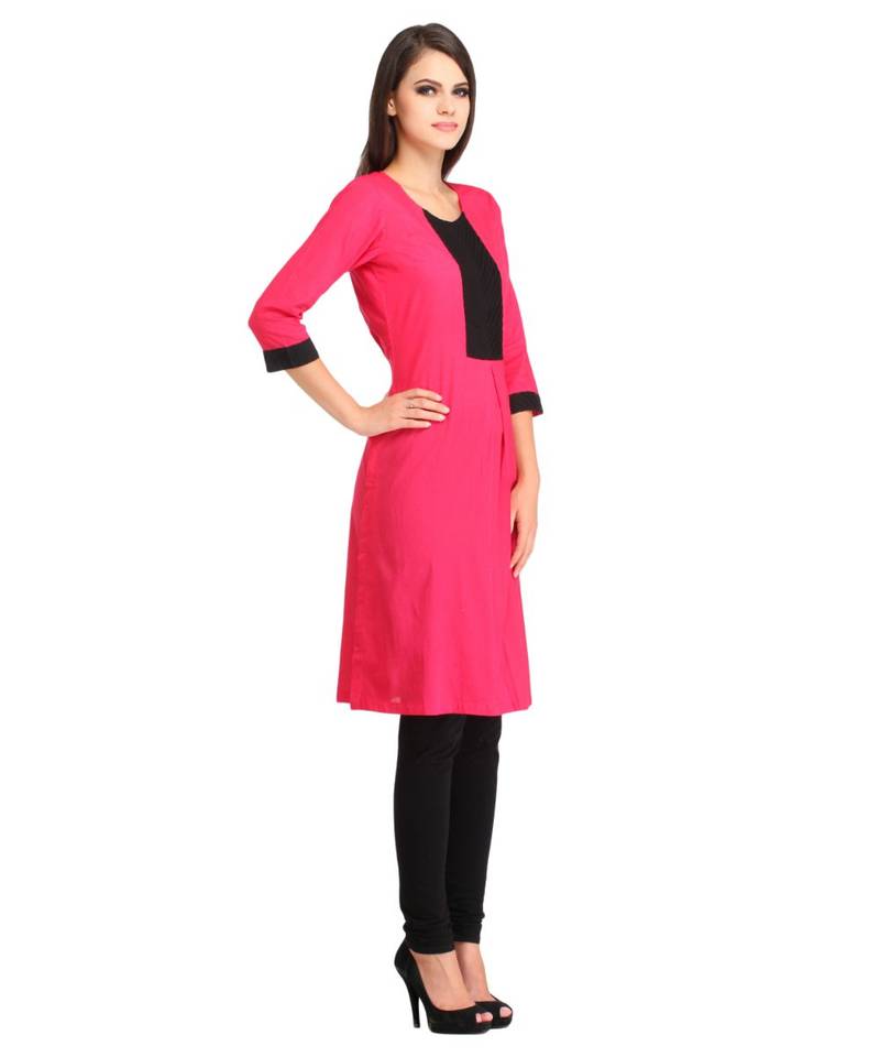 magenta plain rayon kurti