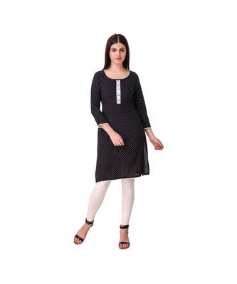 black plain rayon kurti 1
