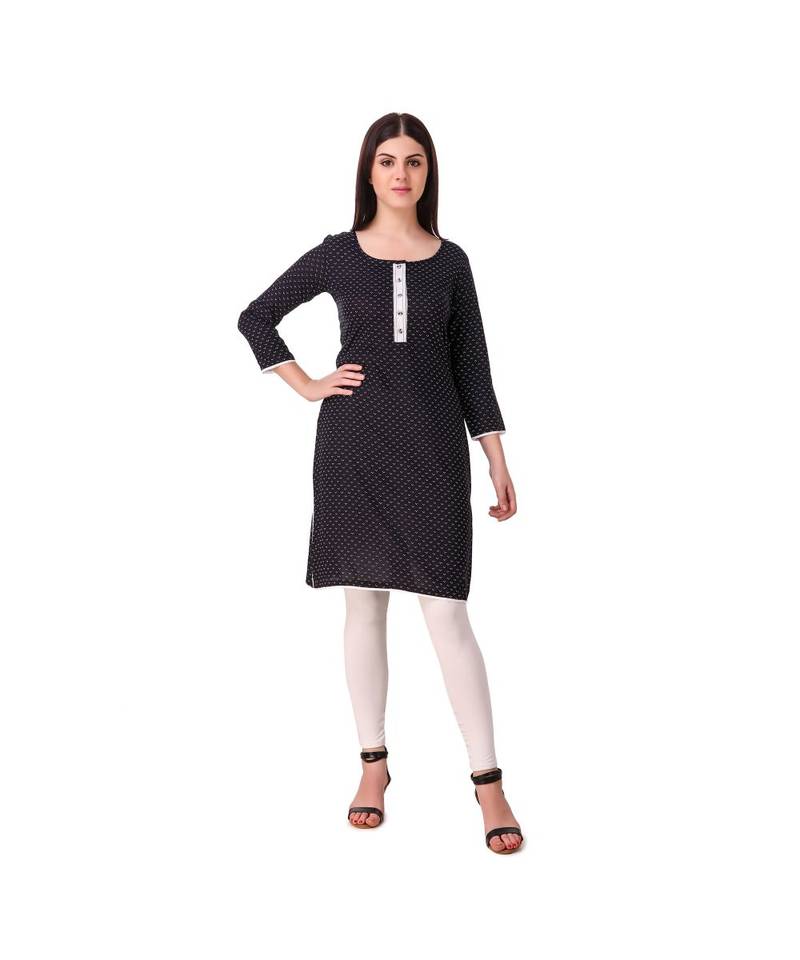 black plain rayon kurti