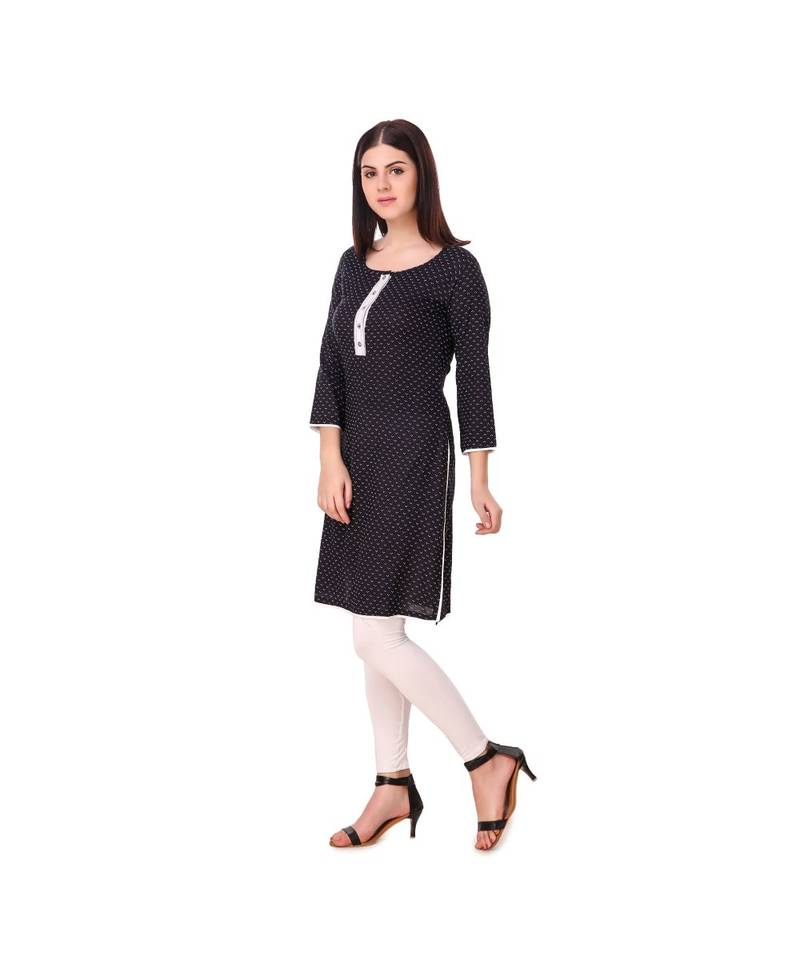 black plain rayon kurti