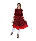 red plain rayon kurti