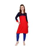 red plain rayon kurti