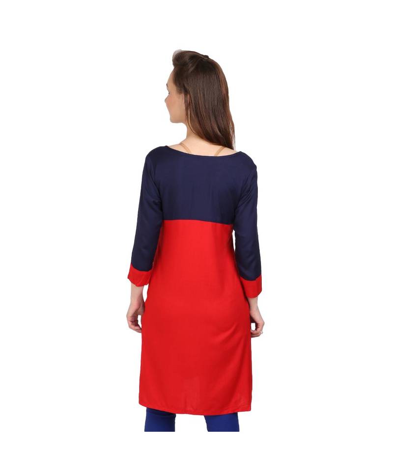 red plain rayon kurti