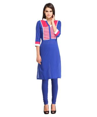 blue plain rayon kurti 1