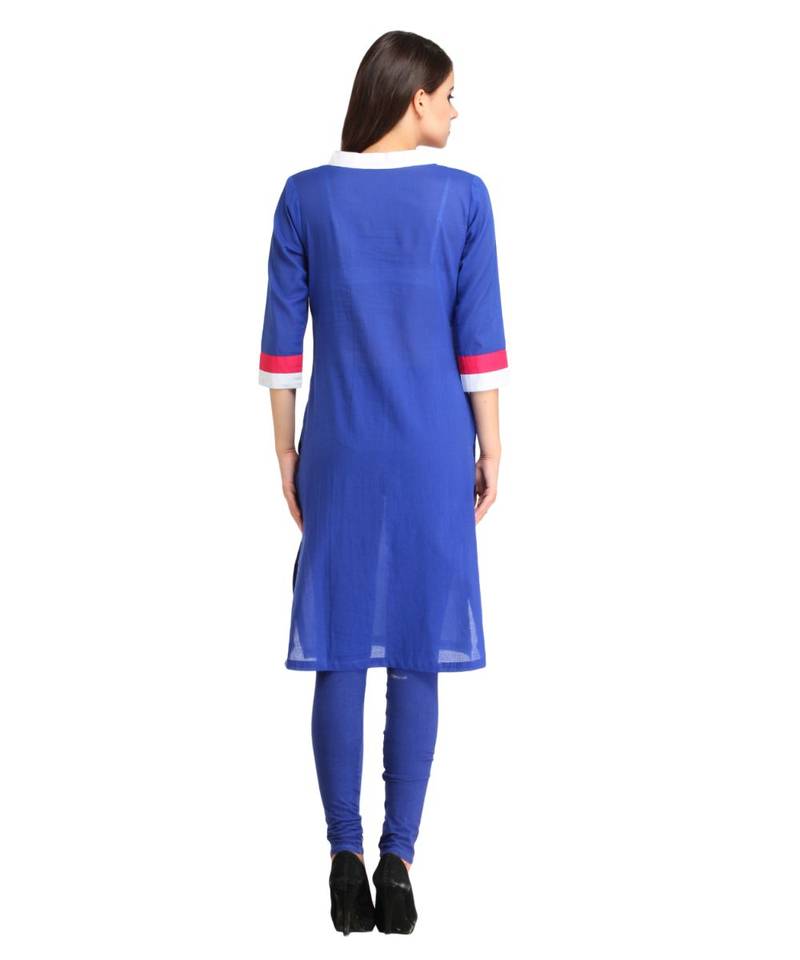 blue plain rayon kurti