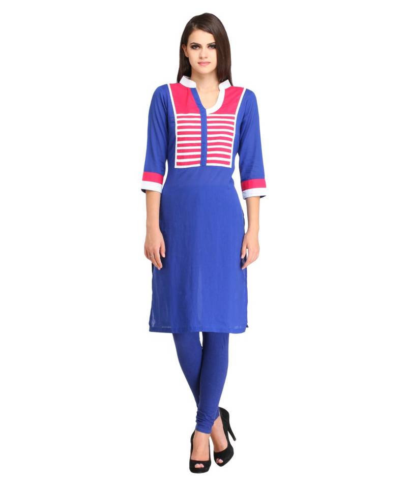 blue plain rayon kurti
