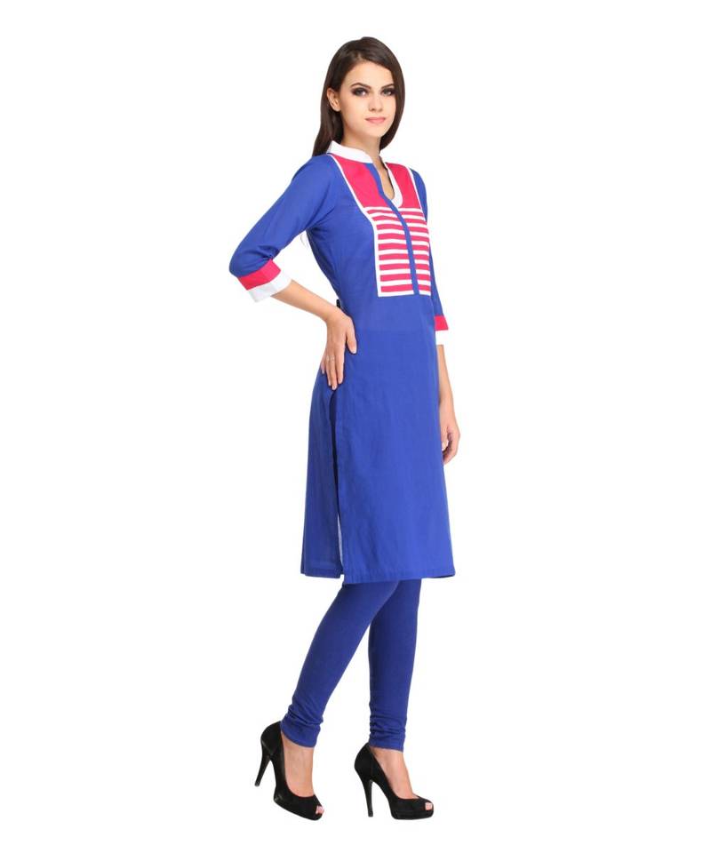 blue plain rayon kurti