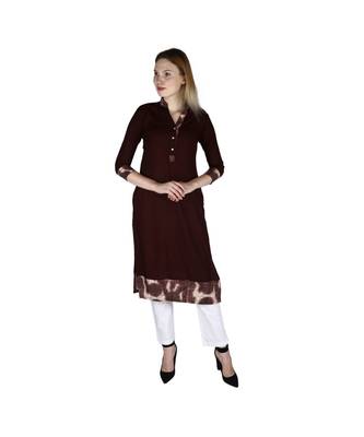 brown plain rayon kurti 1