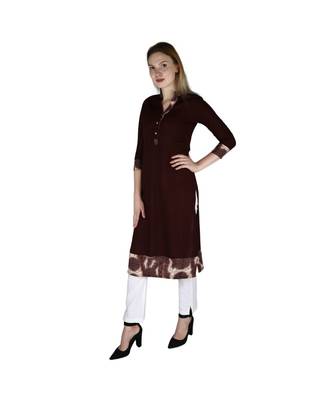 brown plain rayon kurti 2