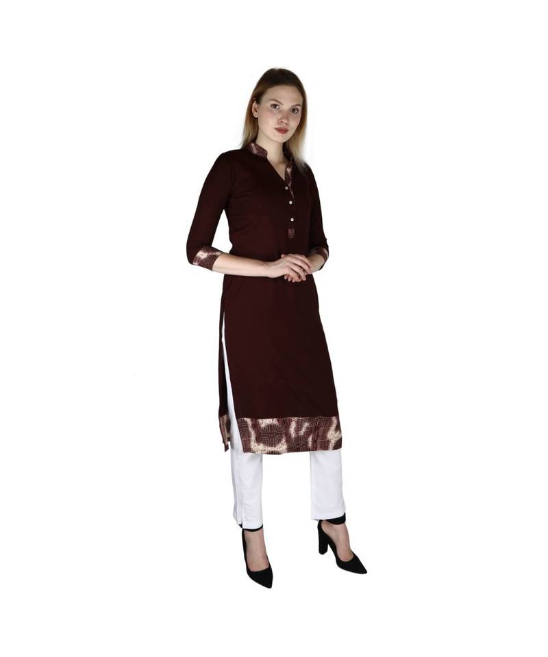 brown plain rayon kurti