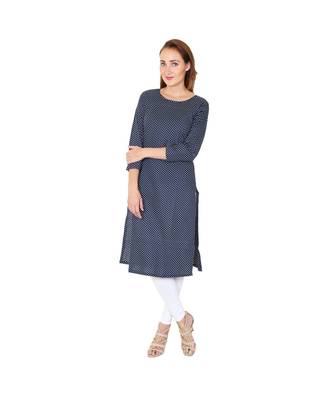 blue plain rayon kurti 1