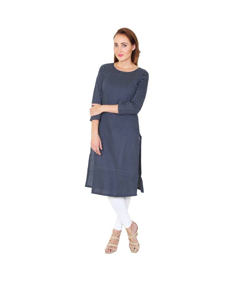 blue plain rayon kurti
