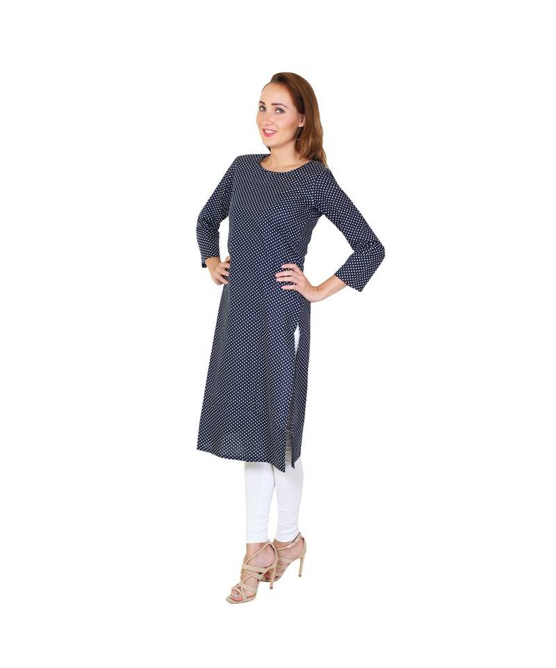 blue plain rayon kurti