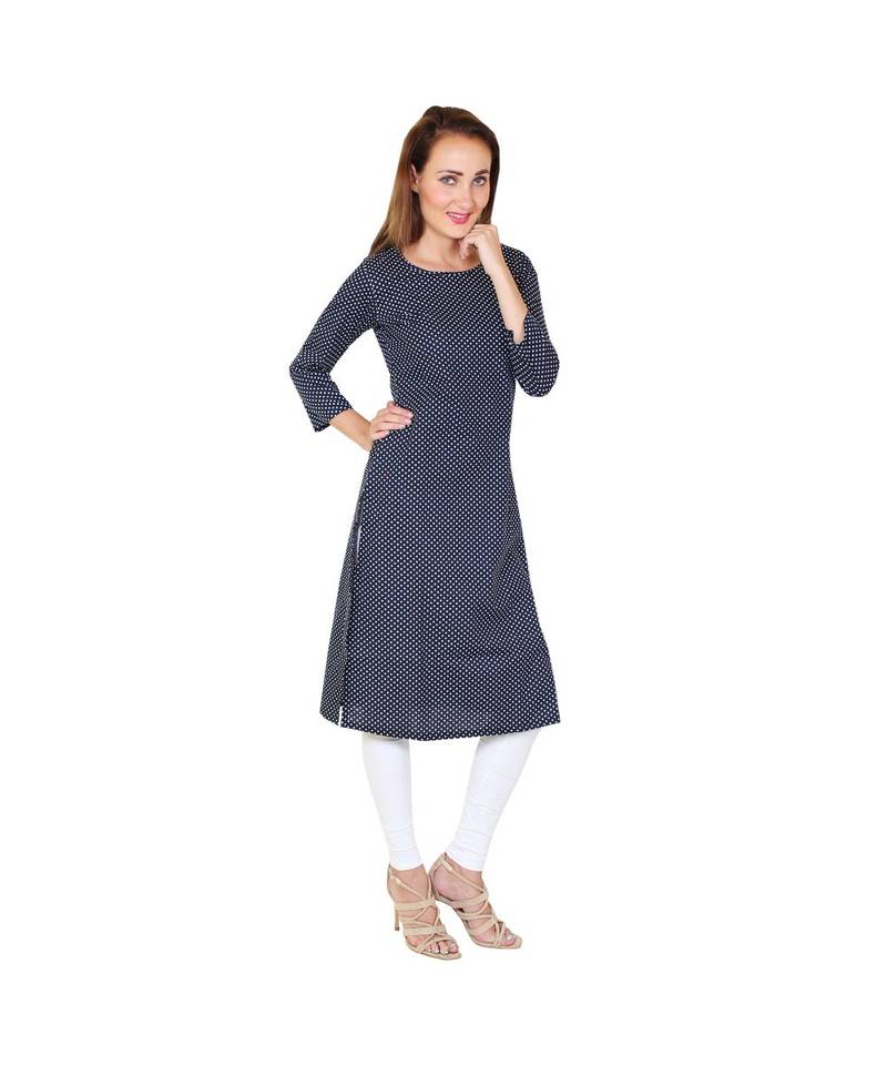 blue plain rayon kurti