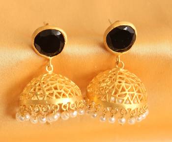 Beautiful Matte Finish Black Jhumkka  1