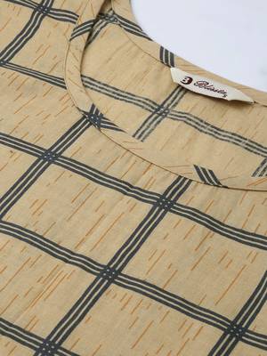 Cotton Printed Straight Kurti(Beige) 2