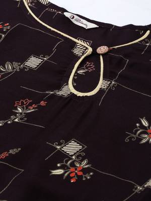 Rayon Printed Straight Kurti (Brown) 2