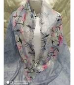 multicolor Handwoven Digitally floral Printed Linen Dupatta with tassels