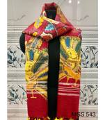 multicolor Handwoven Digitally floral Printed Linen Dupatta with tassels