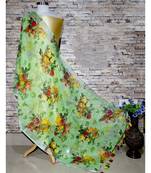 multicolor Handwoven Digitally floral Printed Linen Dupatta with tassels