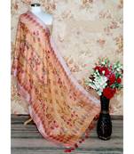 multicolor Handwoven Digitally floral Printed Linen Dupatta with tassels