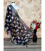 multicolor Handwoven Digitally floral Printed Linen Dupatta with tassels
