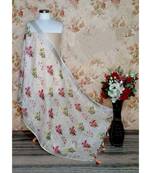 multicolor Handwoven Digitally floral Printed Linen Dupatta with tassels