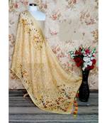 multicolor Handwoven Digitally floral Printed Linen Dupatta with tassels