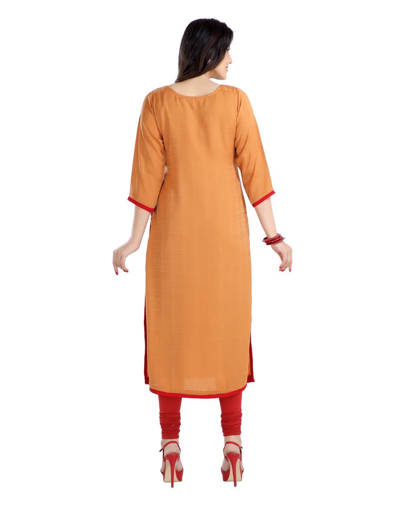 orange printed polyester plus size kurtis