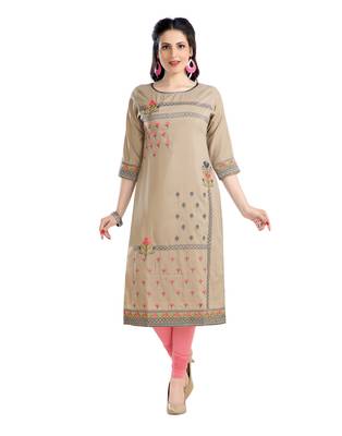 brown printed cotton plus size kurtis 1