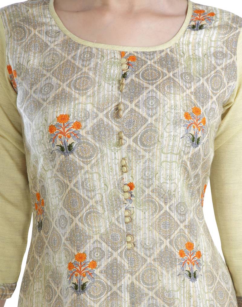 brown printed cotton plus size kurtis