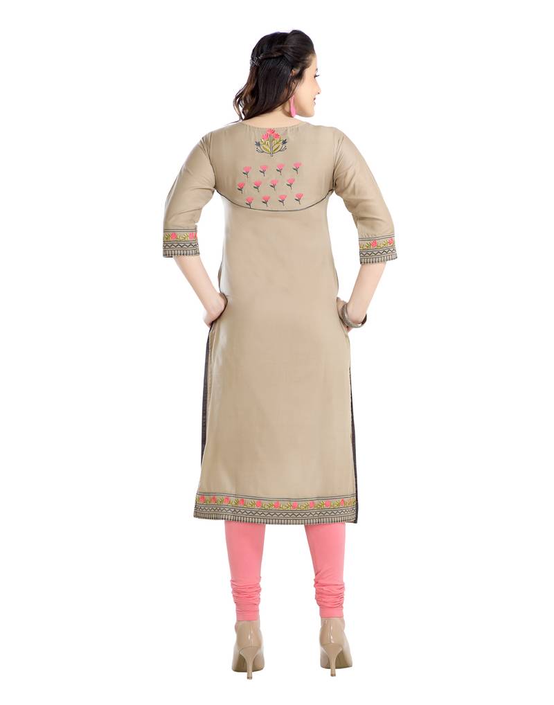 brown printed cotton plus size kurtis