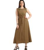 brown printed polyester plus size kurtis