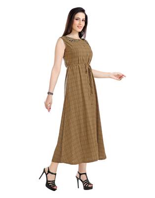 brown printed polyester plus size kurtis 2