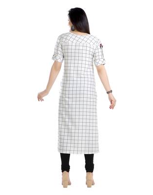 white printed art silk plus size kurtis 2