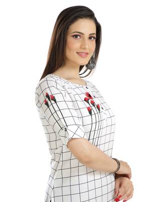 white printed art silk plus size kurtis 3