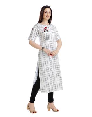 white printed art silk plus size kurtis 1