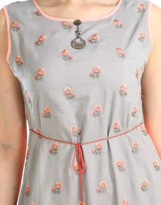 peach printed cotton plus size kurtis 5