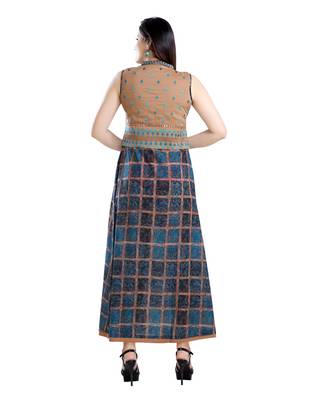 green printed polyester plus size kurtis 4