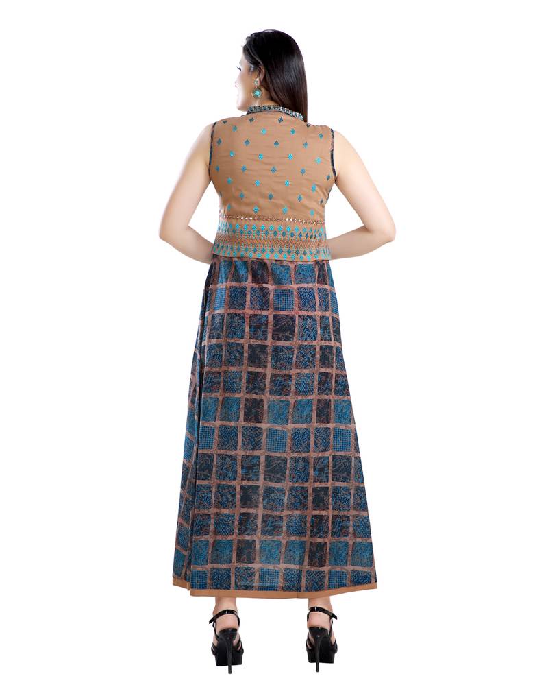 green printed polyester plus size kurtis