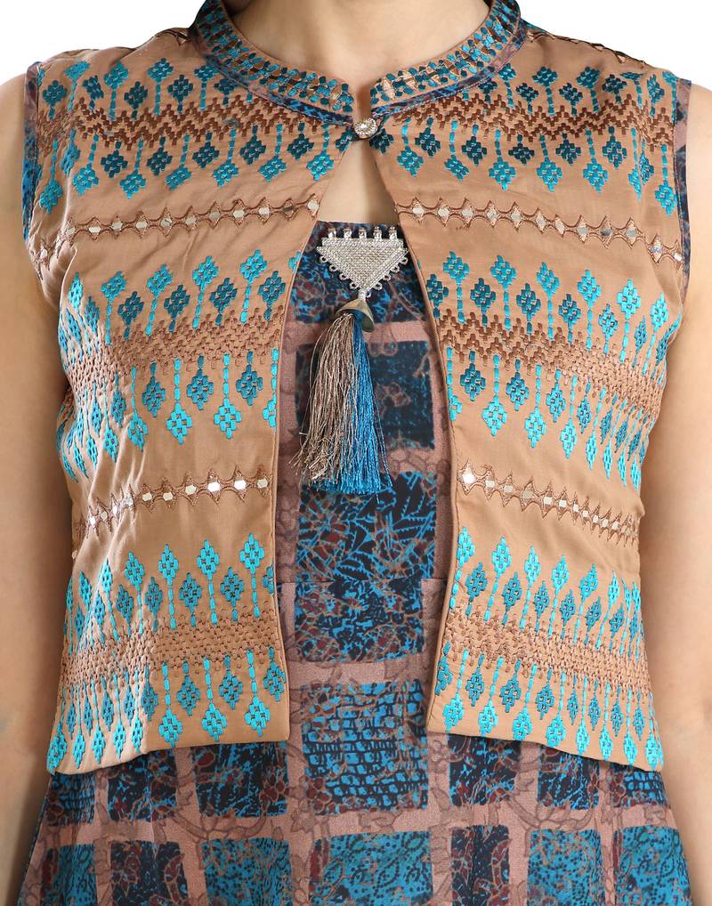 green printed polyester plus size kurtis