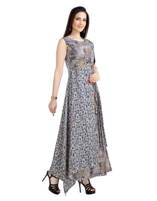 grey printed polyester plus size kurtis 3