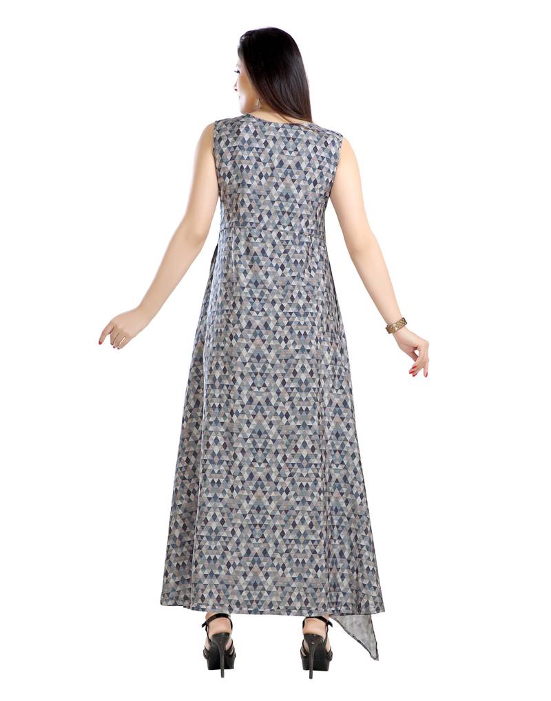 grey printed polyester plus size kurtis